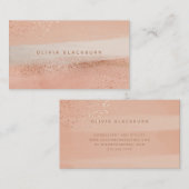 Neutral Boho | Abstract Waterverf en Roos goud Visitekaartje (Voorkant / Achterkant)