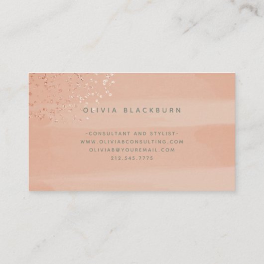 Neutral Boho | Abstracte Waterverf en Roos Gold B Visitekaartje (Achterkant)