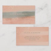 Neutral Boho | Abstracte Waterverf en Roos Gold B Visitekaartje (Voorkant / Achterkant)