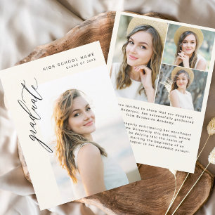 Neutral Boho Afstuderen eenvoudig foto Afstuderen Aankondiging