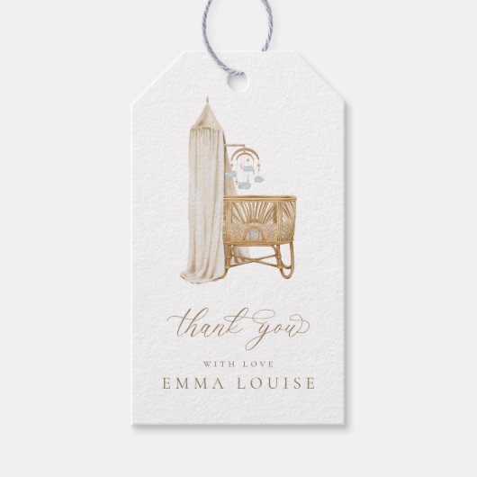 Neutral Boho Baby Brunch Bedankt Cadeaulabel (Voorkant)