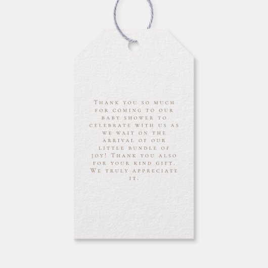Neutral Boho Baby Brunch Bedankt Cadeaulabel (Achterkant)