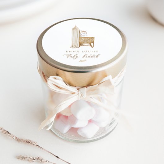 Neutral Boho Baby Brunch Ronde Sticker