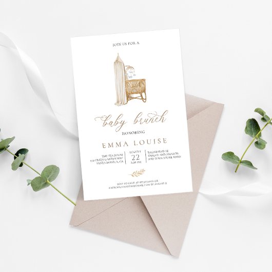 Neutral Boho Baby Brunch Uitnodiging