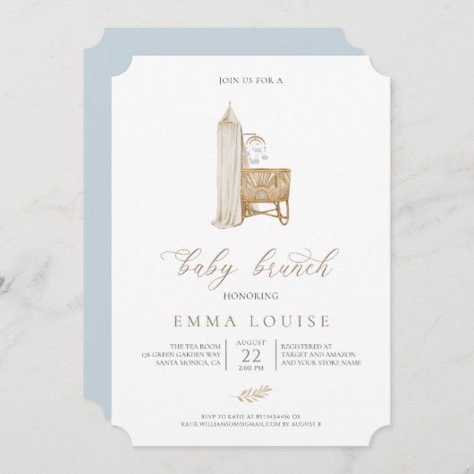 Neutral Boho Baby Brunch Uitnodiging (Voorkant / Achterkant)