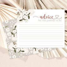 Neutral Boho Baby shower Advice Kaart