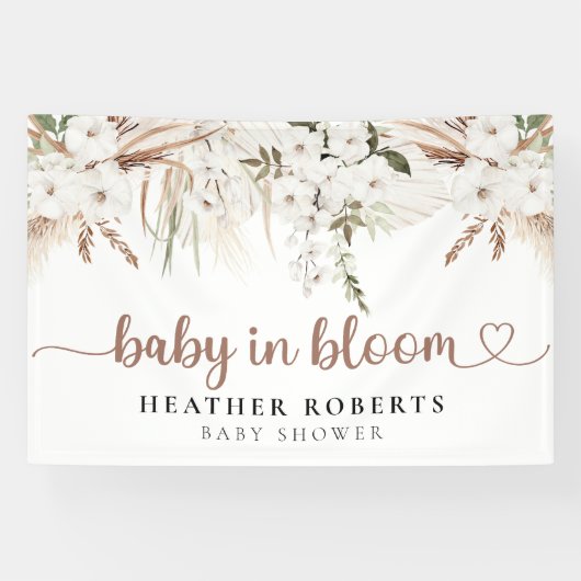 Neutral Boho Baby shower Banner – Baby in Bloom (Horizontaal)