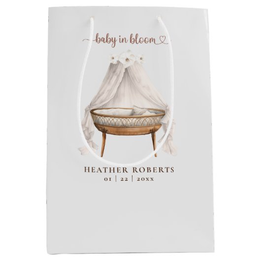 Neutral Boho Baby shower Gift Bag Medium Cadeauzakje (Voorkant)