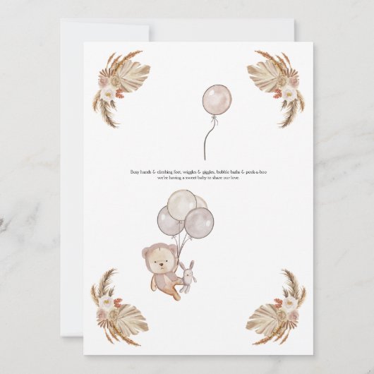 Neutral Boho Beer Moon Baby shower Invite Kaart (Achterkant)