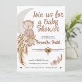 Neutral Boho Beer Moon Baby shower Invite Kaart (Staand voorkant)