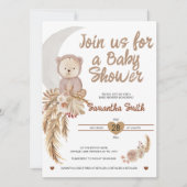 Neutral Boho Beer Moon Baby shower Invite Kaart (Voorkant)