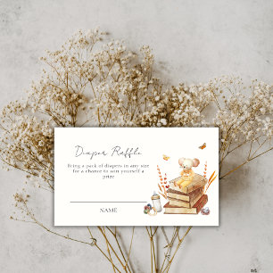Neutral Boho Book Mouse Luier Raffle Baby shower Informatiekaartje