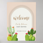 Neutral Boho Cactus Arch Baby shower Welkom Poster (Voorkant)