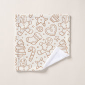 Neutral Boho Christmas Gingerbread Man Beige Bad Handdoek (Wasdoekje)