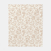 Neutral Boho Christmas Gingerbread Man Beige Fleece Deken (Voorkant)