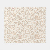 Neutral Boho Christmas Gingerbread Man Beige Fleece Deken (Voorkant (Horizontaal))
