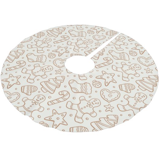 Neutral Boho Christmas Gingerbread Man Beige Kerstboom Rok (Gekanteld)