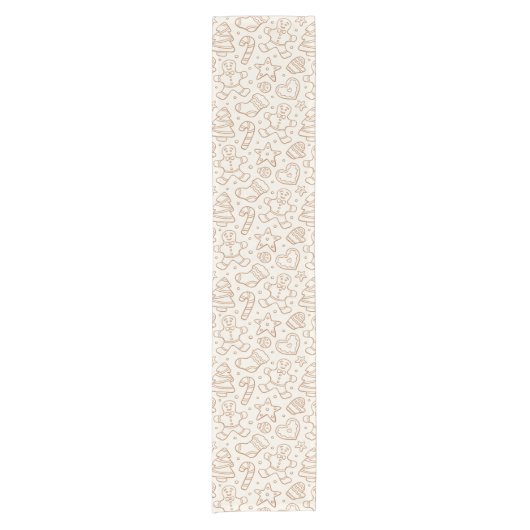 Neutral Boho Christmas Gingerbread Man Beige Korte Tafelloper (Voorkant)