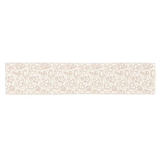 Neutral Boho Christmas Gingerbread Man Beige Korte Tafelloper (Horizontaal)