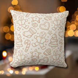 Neutral Boho Christmas Gingerbread Man Beige Kussen