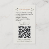 neutral Boho Cleaning Service Maid QR Code Visitekaartje (Achterkant)