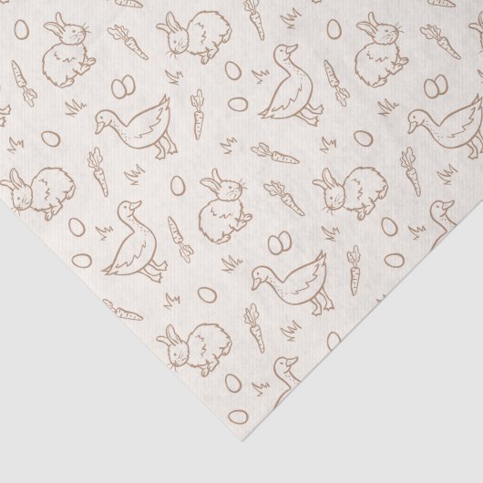Neutral Boho Easter Bunny Goose Spring Beige Tissuepapier (Detail)