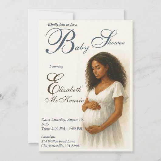Neutral Boho Elegance Baby Shower Black Mom to Be Kaart (Voorkant)