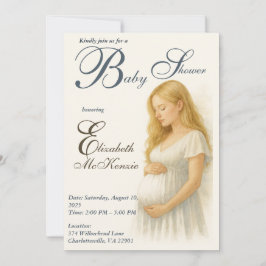 Neutral Boho Elegance Baby Shower Blonde Mom to be Kaart