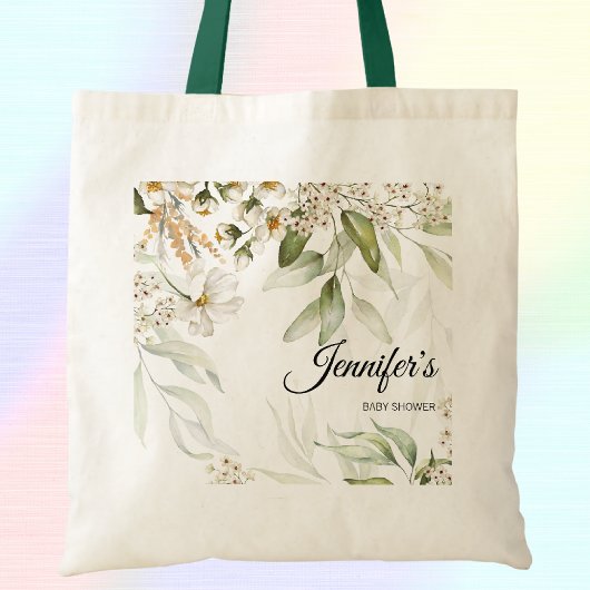 Neutral Boho Elegant Fine Art Florals Baby shower Tote Bag