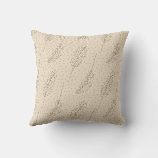 Neutral Boho Feather Pattern Throw Pillow Kussen (Achterkant)