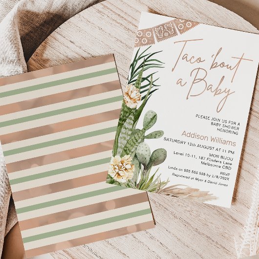Neutral Boho Fiesta Taco Over Een Baby Baby shower Kaart