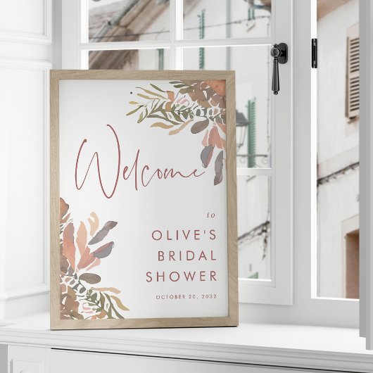 Neutral Boho Floral Vrijgezellenfeest Welkomstbord Poster