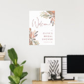 Neutral Boho Floral Vrijgezellenfeest Welkomstbord Poster (Thuiskantoor)