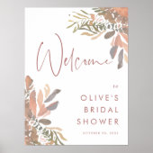 Neutral Boho Floral Vrijgezellenfeest Welkomstbord Poster (Voorkant)