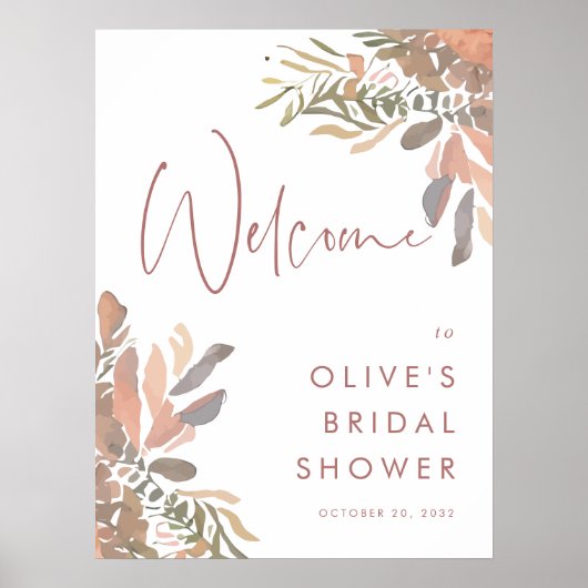 Neutral Boho Floral Vrijgezellenfeest Welkomstbord Poster (Voorkant)