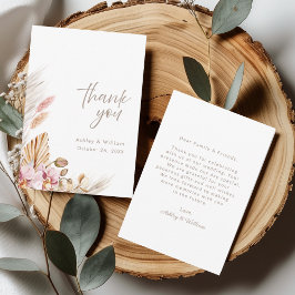 Neutral Boho Floral Wedding Thank You Card Bedankkaart