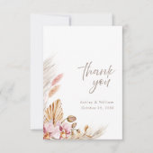 Neutral Boho Floral Wedding Thank You Card Bedankkaart (Voorkant)
