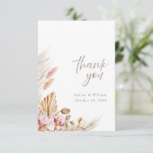 Neutral Boho Floral Wedding Thank You Card Bedankkaart (Staand voorkant)
