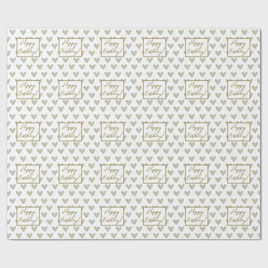 Neutral Boho Happy Birthday Cloud Heart Cadeaupapier (Vlak)