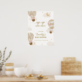 Neutral Boho Hete Luchtballon Baby shower Welkom Poster (Keuken)