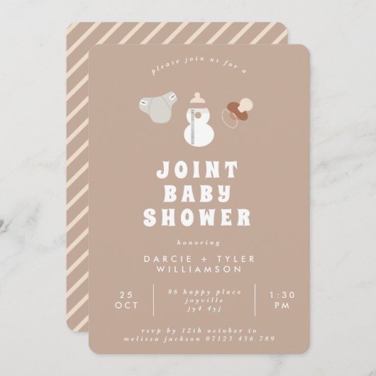 Neutral Boho Joint Baby shower Kaart (Voorkant / Achterkant)
