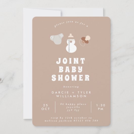 Neutral Boho Joint Baby shower Kaart (Voorkant)