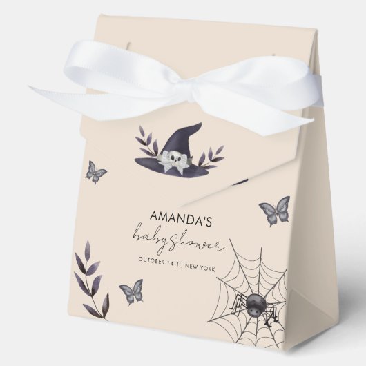 Neutral Boho Little Boo Witch Pet Baby shower Bedankdoosjes (Voorkant)