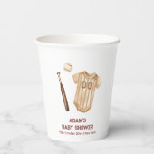 Neutral Boho Little Slugger Baseball Baby Shower  Papieren Bekers (Achterkant)