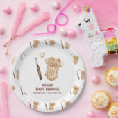 Neutral Boho Little Slugger Baseball Baby Shower Papieren Bordje (Feest)