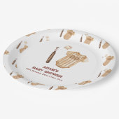 Neutral Boho Little Slugger Baseball Baby Shower Papieren Bordje (Gekanteld)