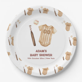 Neutral Boho Little Slugger Baseball Baby Shower  Papieren Bordje