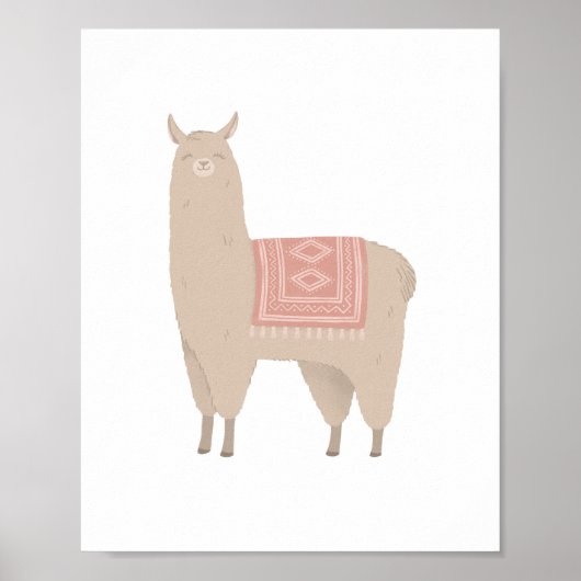 Neutral Boho Llama Girls Room Nursery Decor Poster (Voorkant)