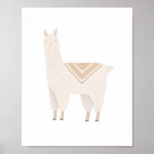 Neutral Boho Llama Girls Room Nursery Decor Poster