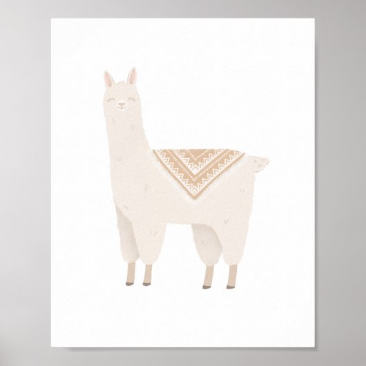Neutral Boho Llama Girls Room Nursery Decor Poster (Voorkant)